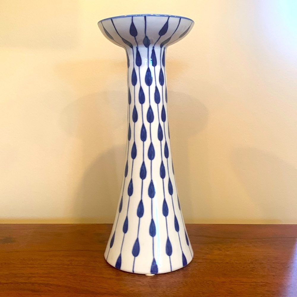 Zara Home blue and white ceramic candle holder